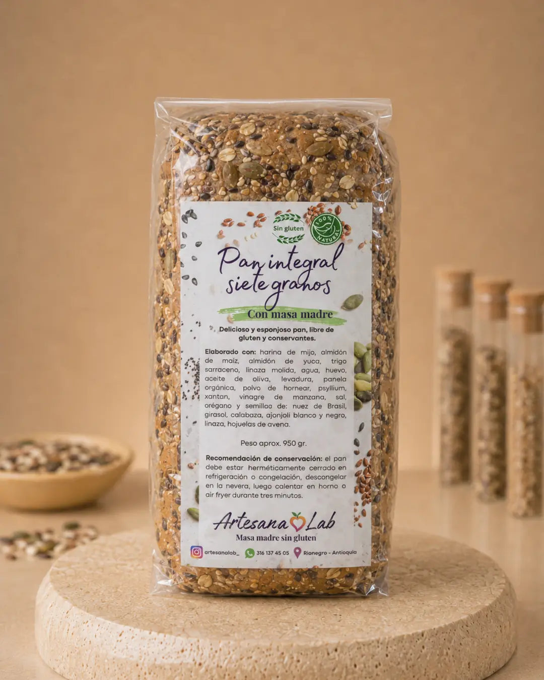 Pan integral 7 granos sin gluten