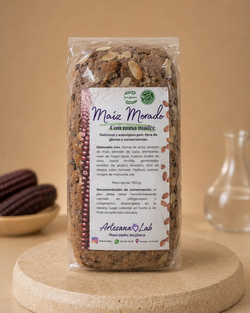 Pan maíz morado sin gluten